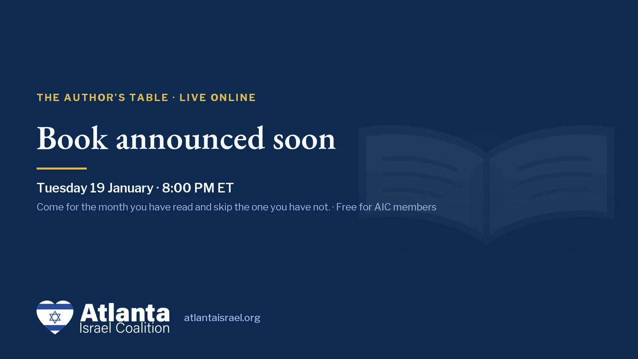 The Author’s Table card: Tuesday 19 January, 8:00 PM ET. Book announced soon.