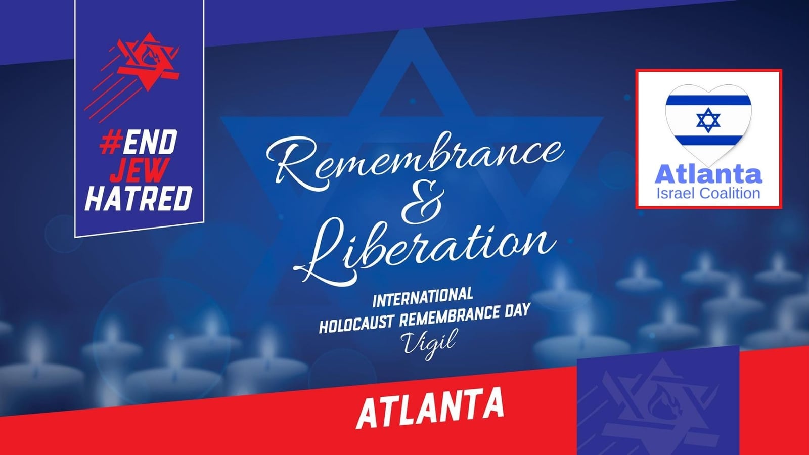Holocaust Remembrance Day Vigil, with End Jew Hatred, event graphic