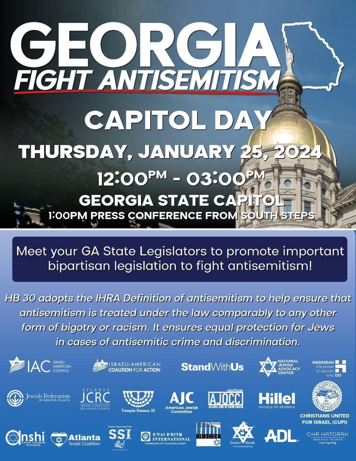 Georgia Fight Antisemitism Capitol Day 2024, event graphic